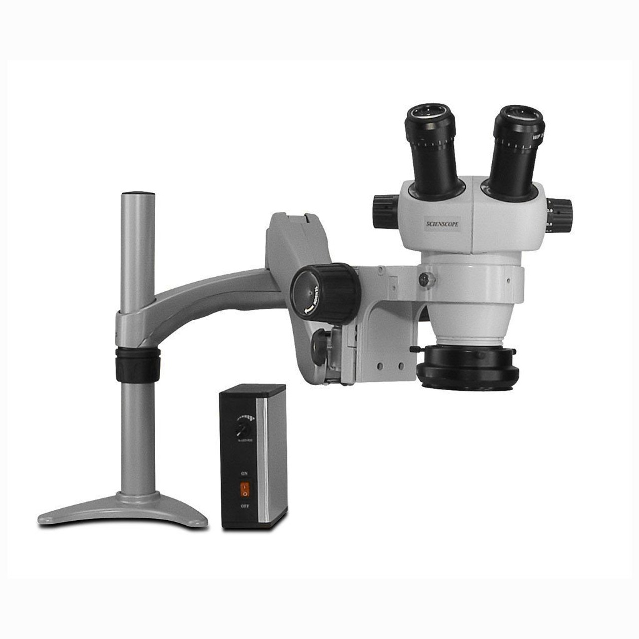 Scienscope ELZ-PK3-R2E  |  ELZ Stereo Zoom Binocular, Articulating Arm, 0.5X Aux Lens, Ring Light Adapter, 8 Point LED Ring Light