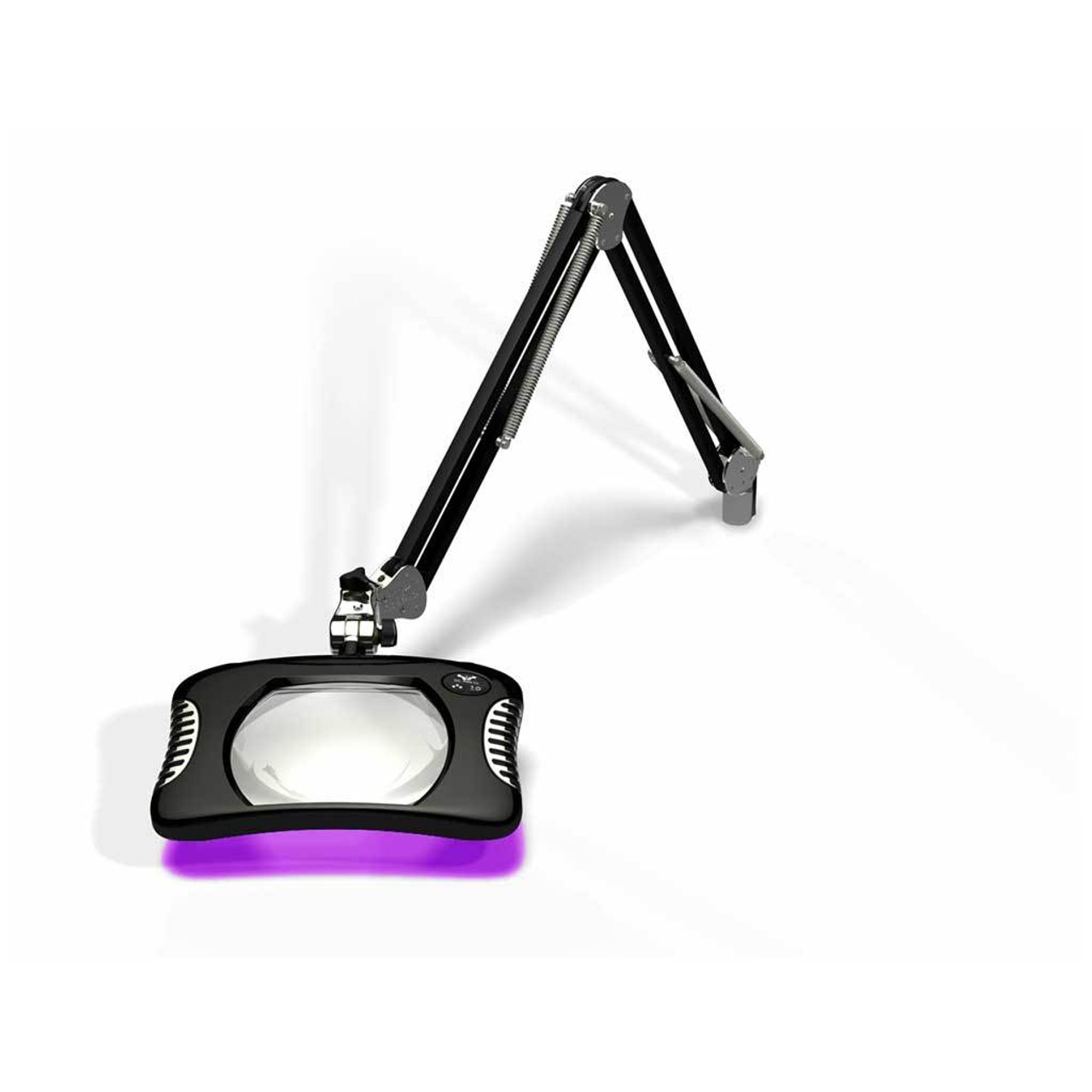 OC White 82600-4-UV-B  |  Green-Lite Rectangle UV LED Magnifier - 4 Diopter (2X) - Carbon Black - ESD-Safe - 43in - Weighted Base - 100-240V - 8W - LED