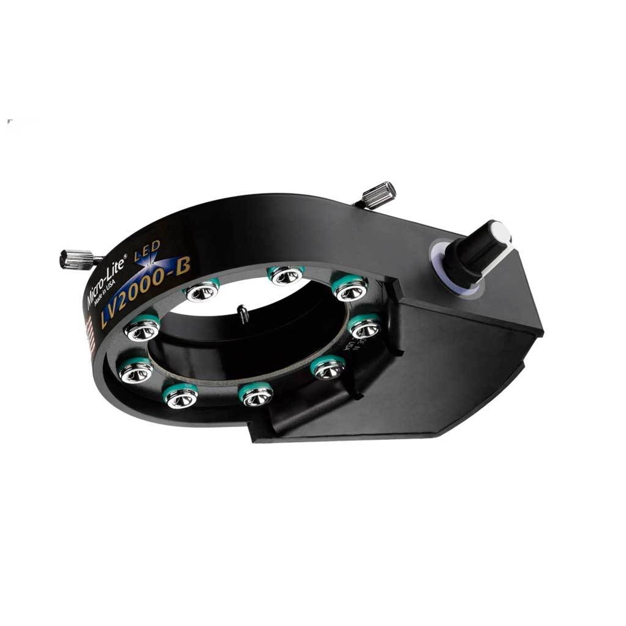 OC White LV2000-B-66  |  Micro-Lite High Intensity 5700k LED Ring Illuminator - 9 Extreme Output LEDs - Black - ESD-Safe - 100-240V - 8W - LED
