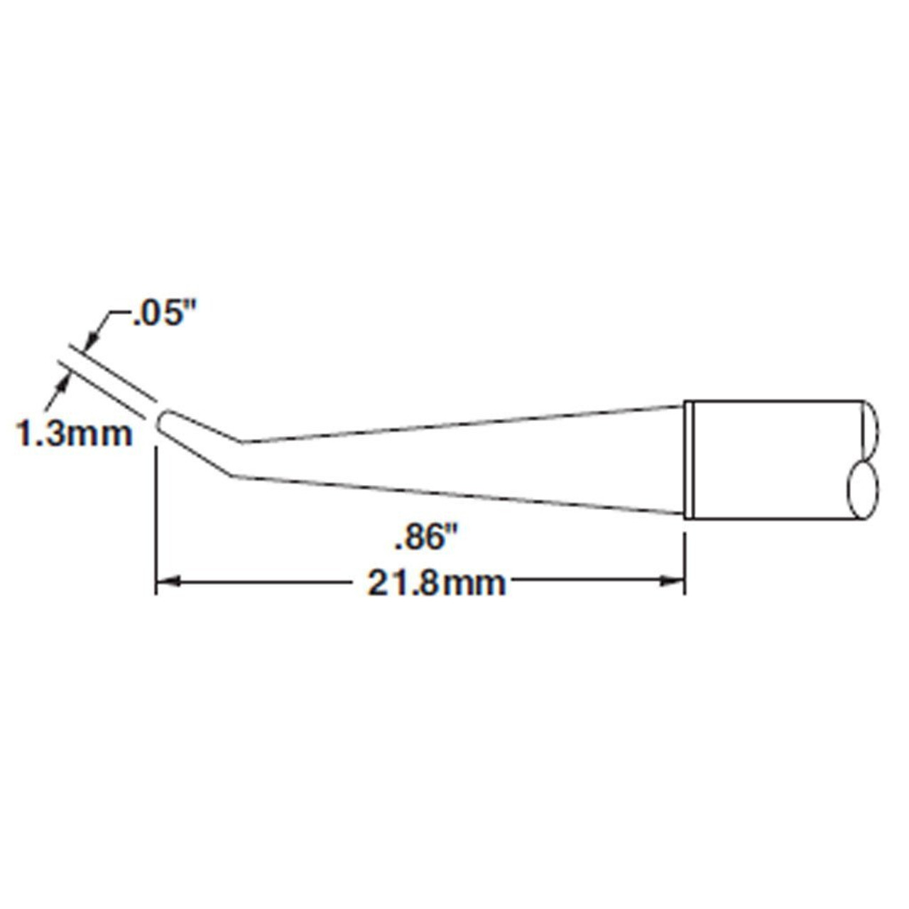 Metcal STTC-841 | Soldering Tip, Conical,Bent,Long, 1.27mm(0.05 ")30Deg for MX Iron, RM3E & H1-AV Handpieces, 800 Series