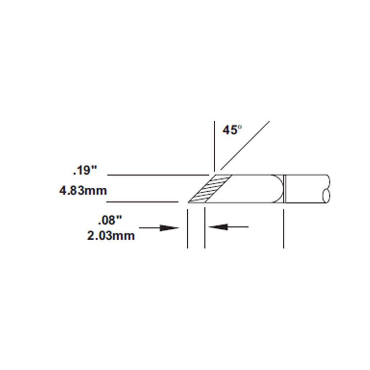 Metcal SMTC-0161 | SMT Rework Tip, Knife, Thin Tin Length, 4.8mm (0.18 ") for MX Iron, RM3E & H1-AV Handpieces, 600 Series