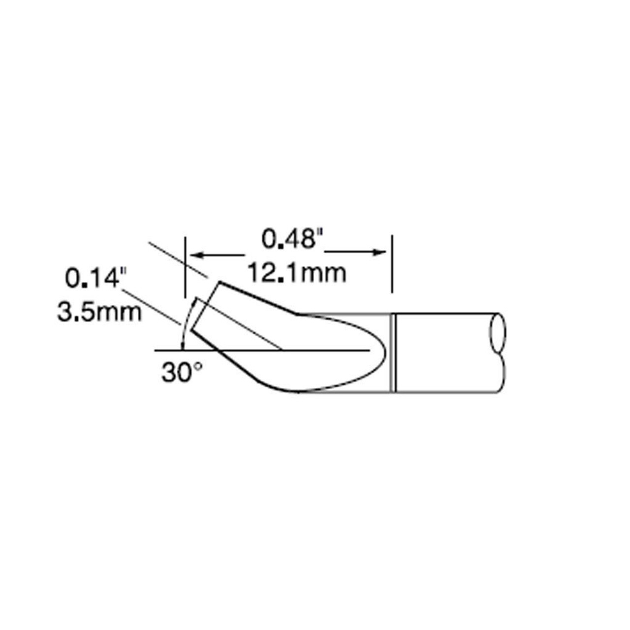 Metcal PTTC-808B | Solder Tweezer Tip, Bent 30 Deg, 3.2mm (0.126") for MX Irons & MX-PTZ Tweezer Handpiece, 800 Series, 2/Pk