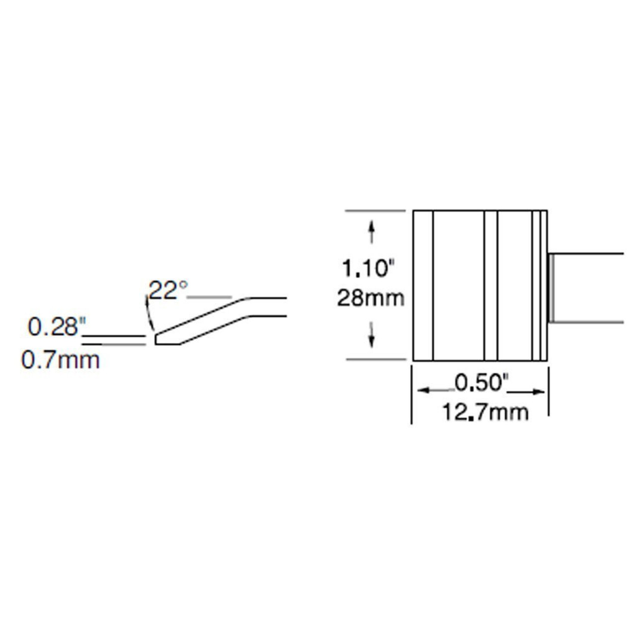 Metcal PTTC-807 | Solder Tweezer Tip, Blade, 28mm (1.1") for MX Irons & MX-PTZ Tweezer Handpiece, 800 Series, 2/Pk