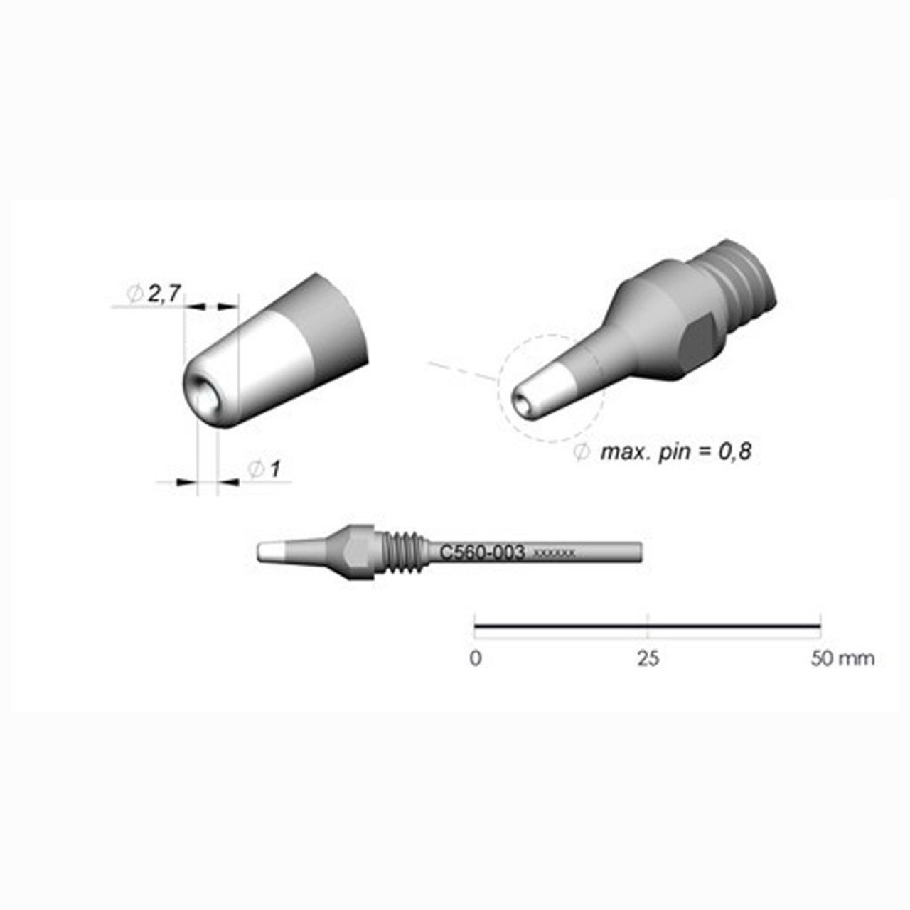 JBC C560003  |  C560 Desoldering Tip - 2.7 mm