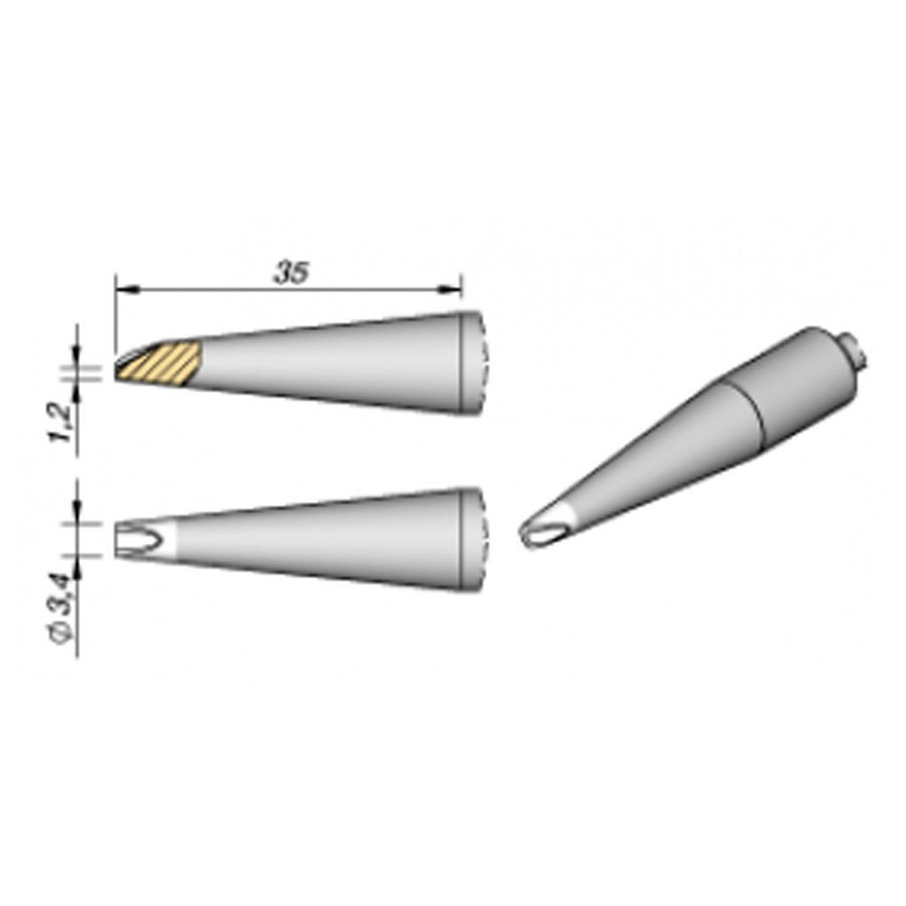 JBC C470020  |  Special Soldering Tip Cartridge - 3.4 mm