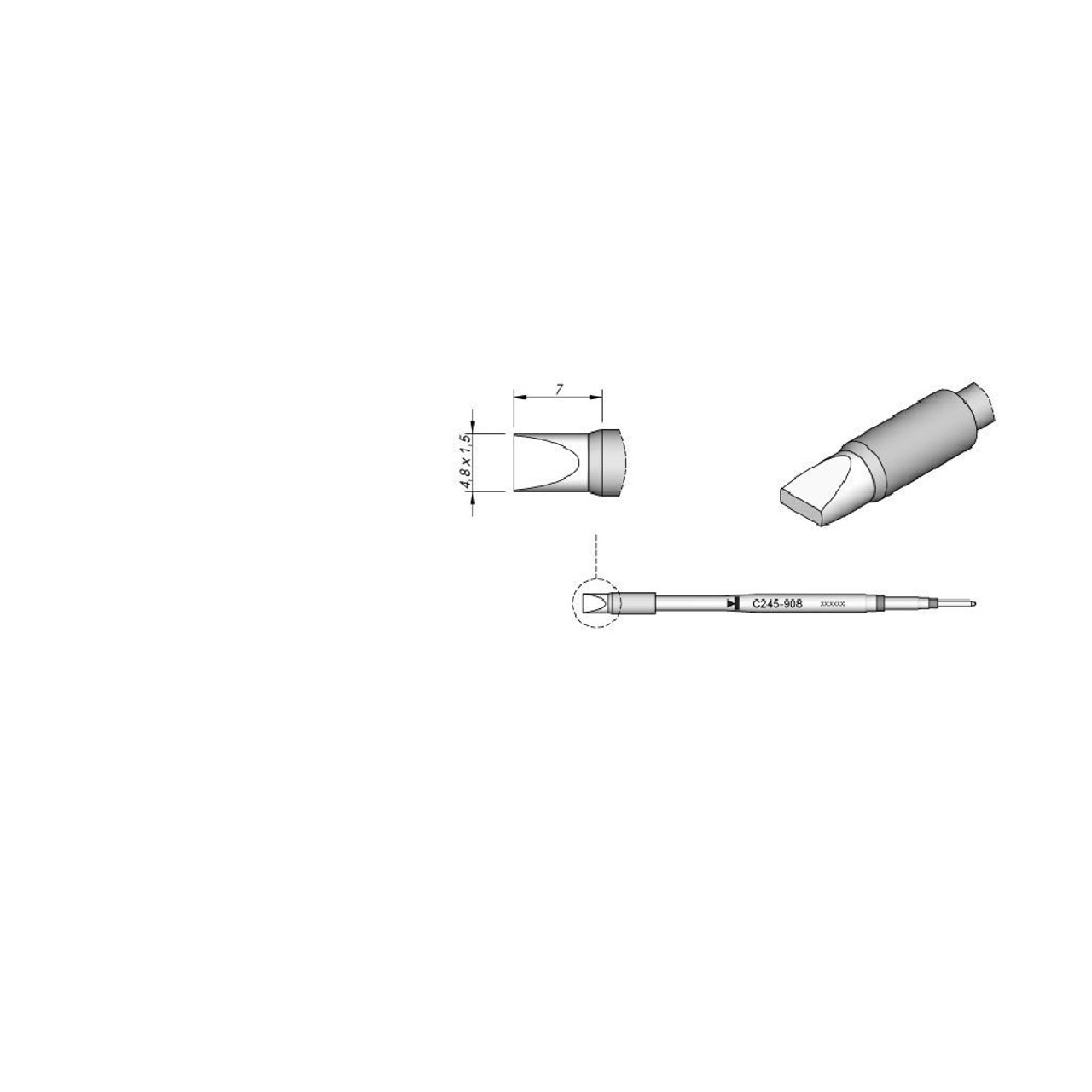 JBC C245908  |  High Thermal Soldering Tip Cartridge - 4.8 mm Chisel