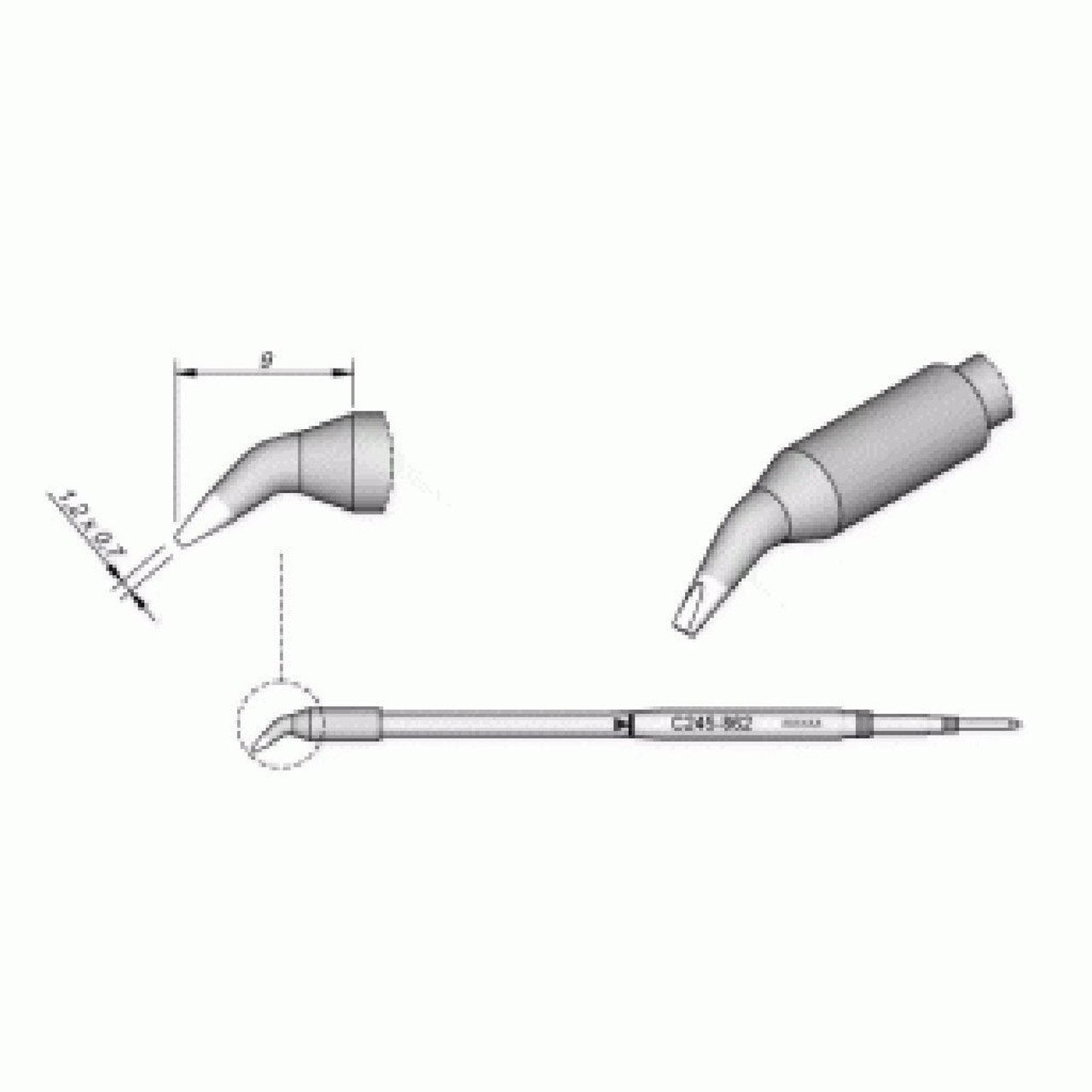 JBC C245862  |  Soldering Tip Cartridge - 1.2 Bent Chisel