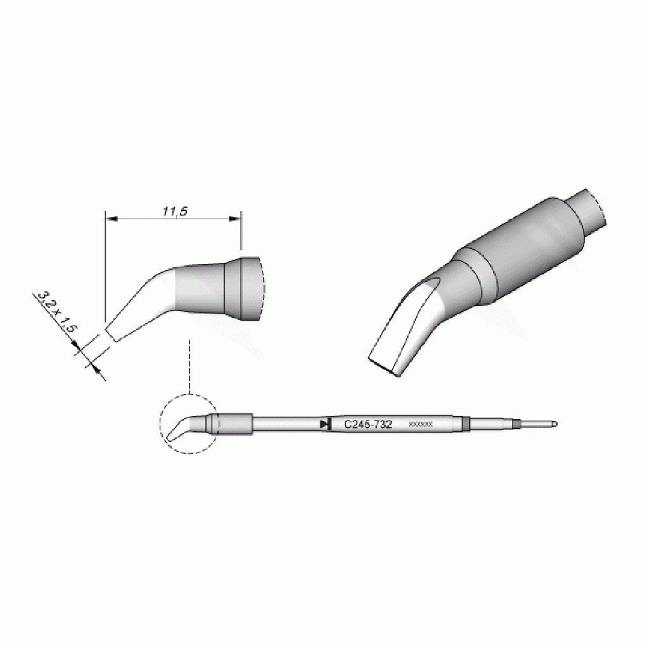 JBC C245846  |  Soldering Tip Cartridge - 2.2 mm Bent Chisel Long