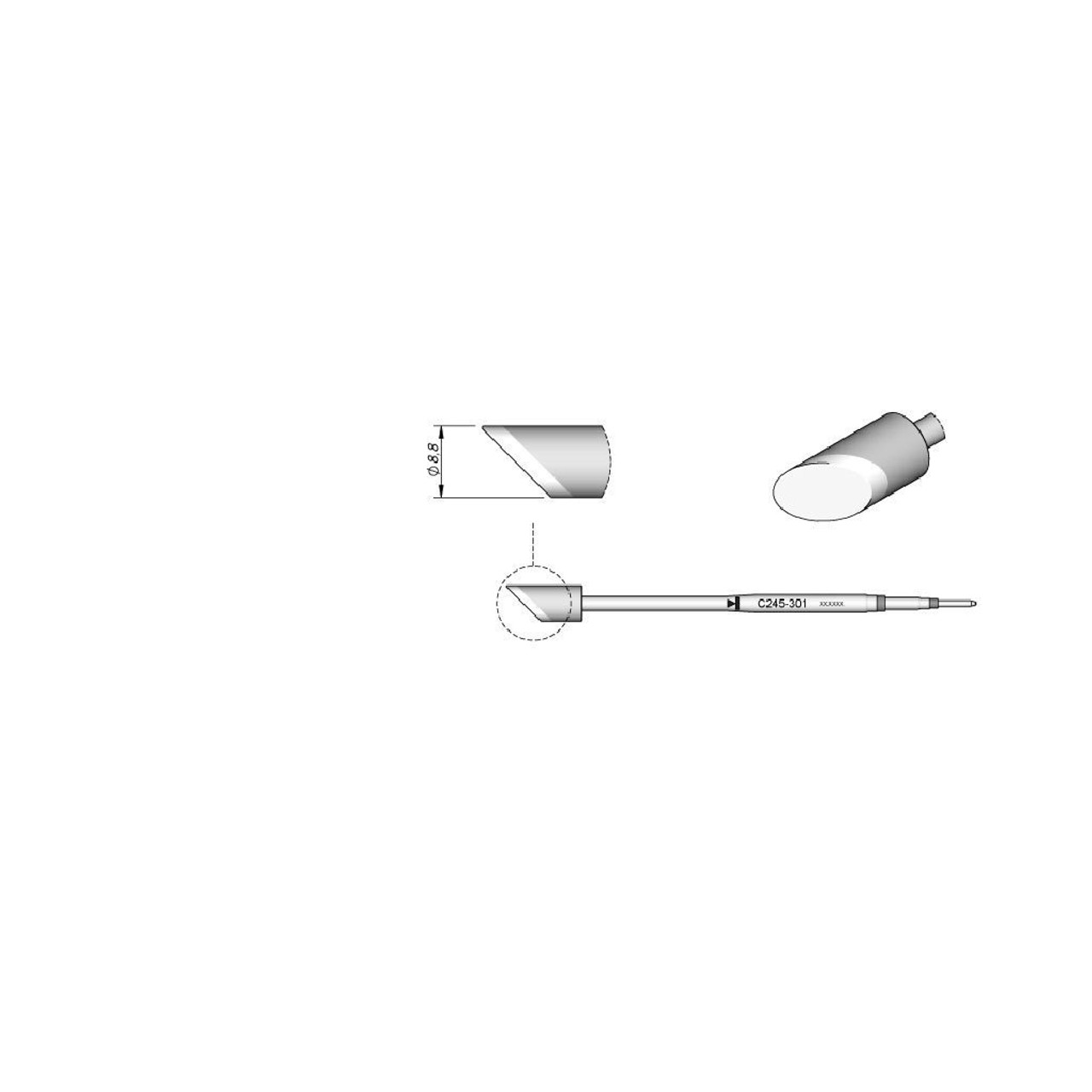 JBC C245301  |  Soldering Tip Cartridge T245 Iron - 8.8 mm Bevel