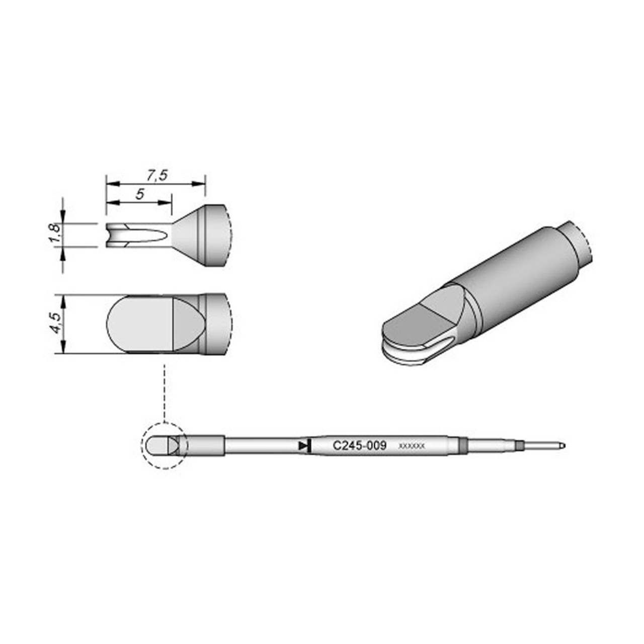 JBC C245009  |  Soldering Minispoon Tip T245 Iron - 4.5 mm