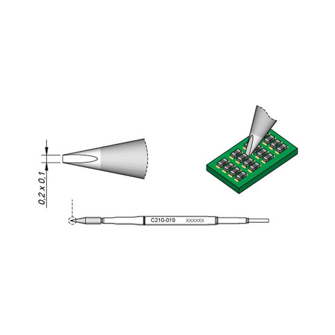 JBC C210019  |  Soldering Tip Cartridge T210 Iron - .2 Chisel