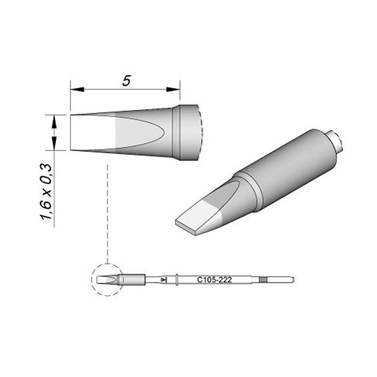 JBC C105222  |  Soldering Tip Cartridge - 1.6 x .3 mm Chisel