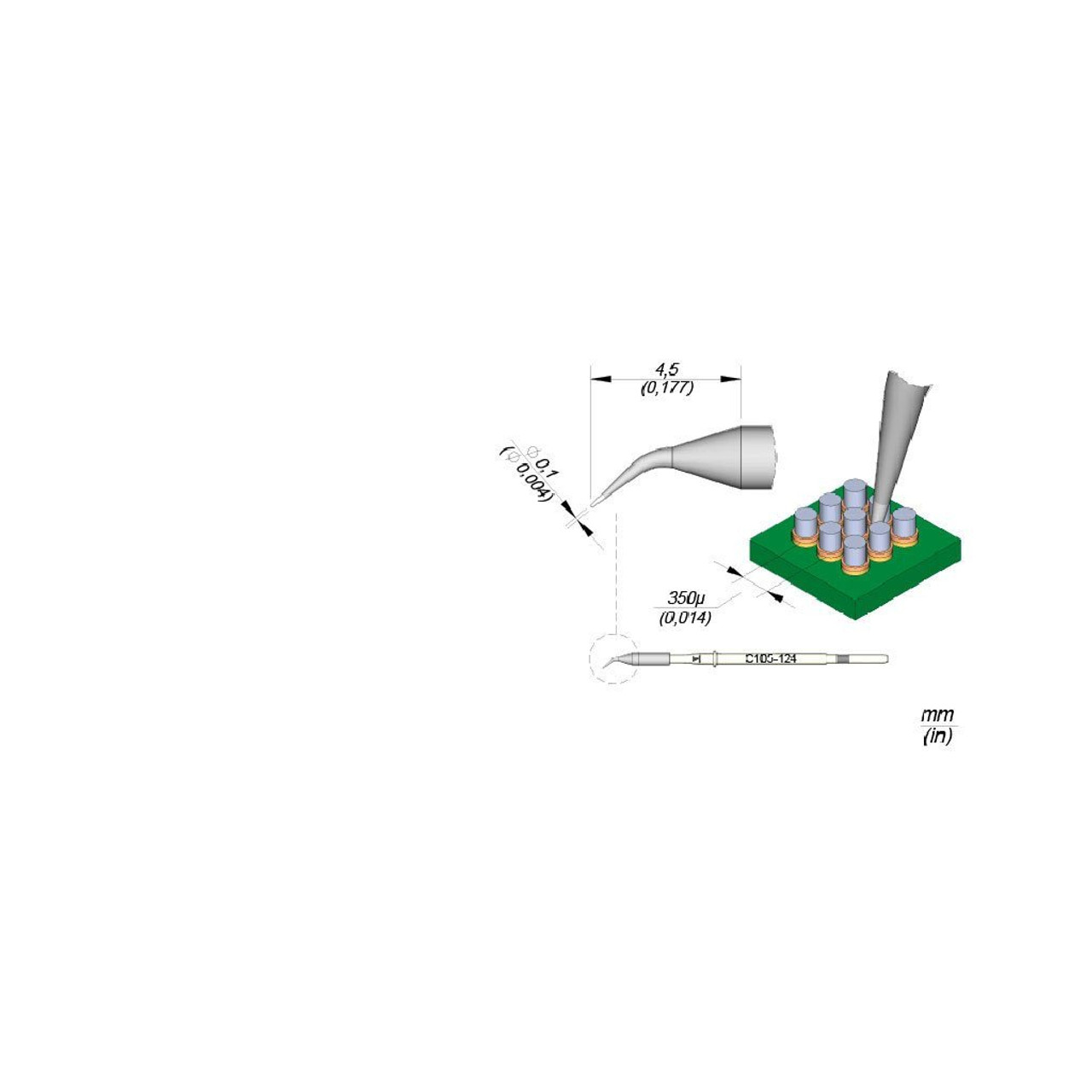 JBC C105124  |  Soldering Tip Cartridge NANO - 0.1 mm Bent S1