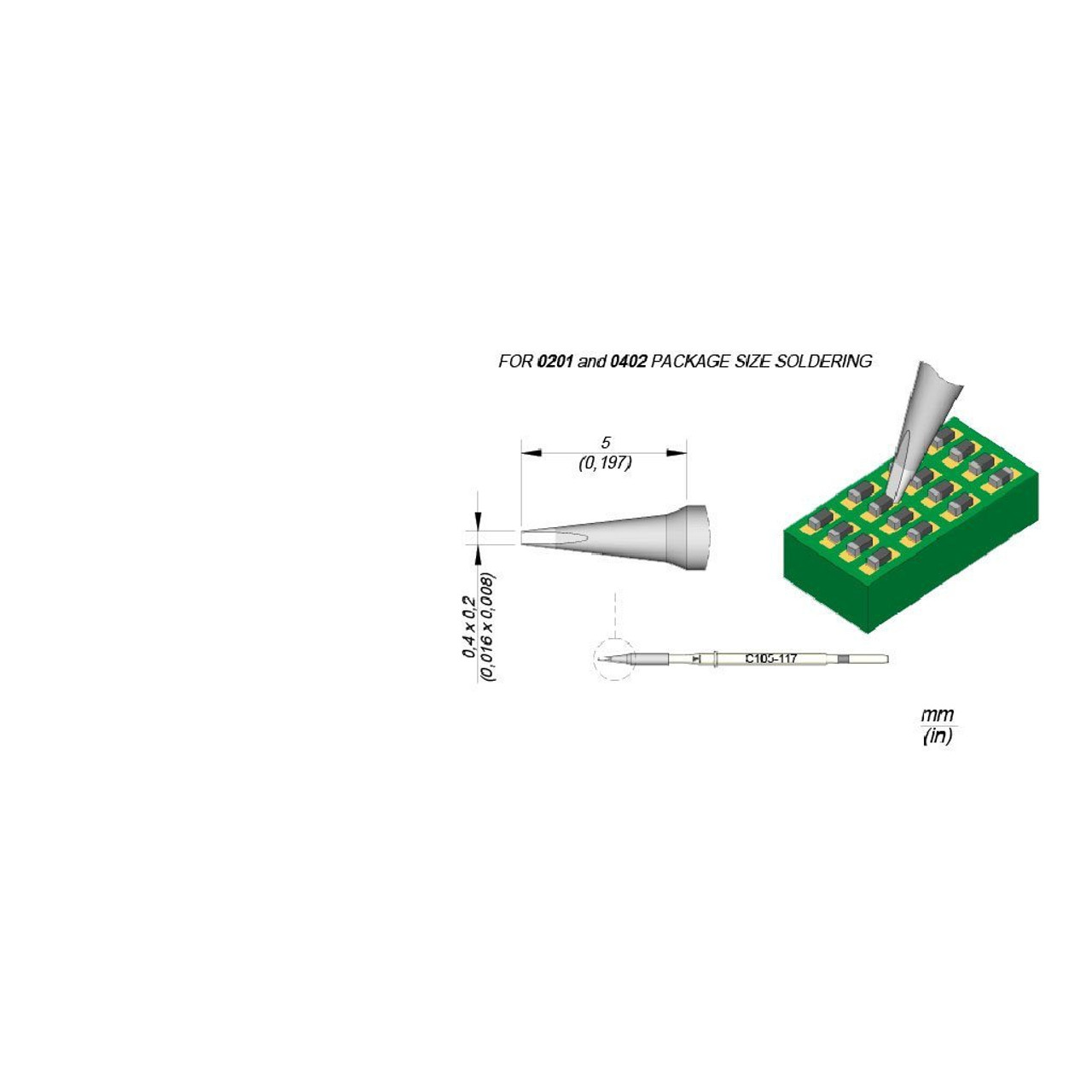 JBC C105117  |  Soldering Tip Cartridge - .4 mm Chisel
