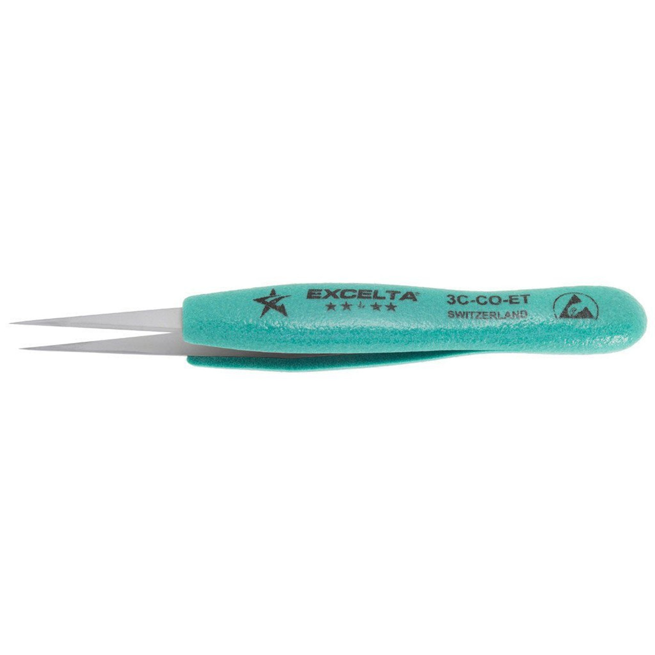Excelta 3C-CO-ET  |  Tweezers - Very Fine Point - Ergonomic - Straight - 5-Star - Cobalt - Ergo