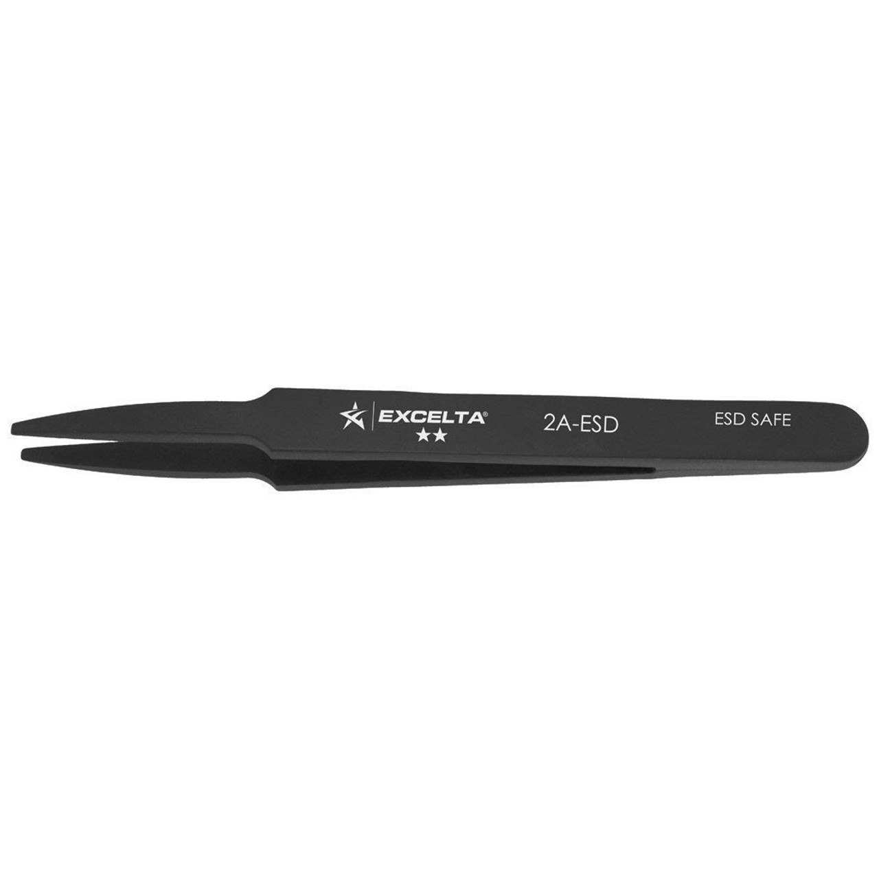 Excelta 2A-ESD  |  2-Star 4.5" Plastic Straight Flat point tweezer - ESD Safe