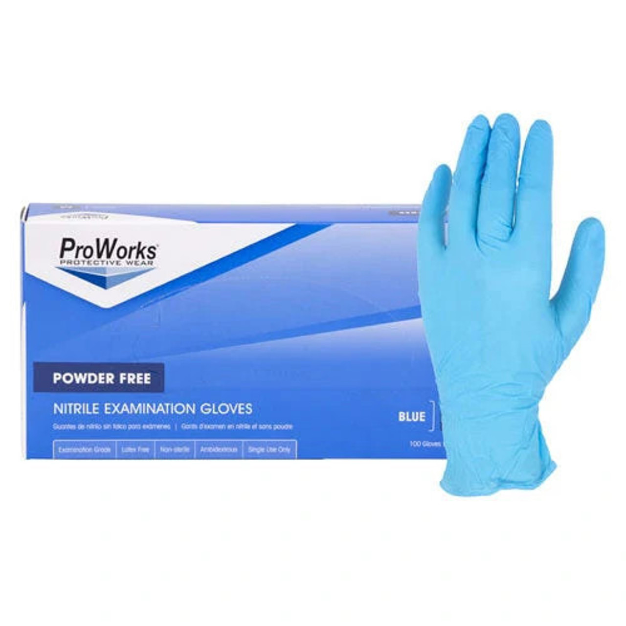ProWorks® Nitrile Exam, Powder Free, Blue, 5 mil Glove, 100 / BX, 2XLarge