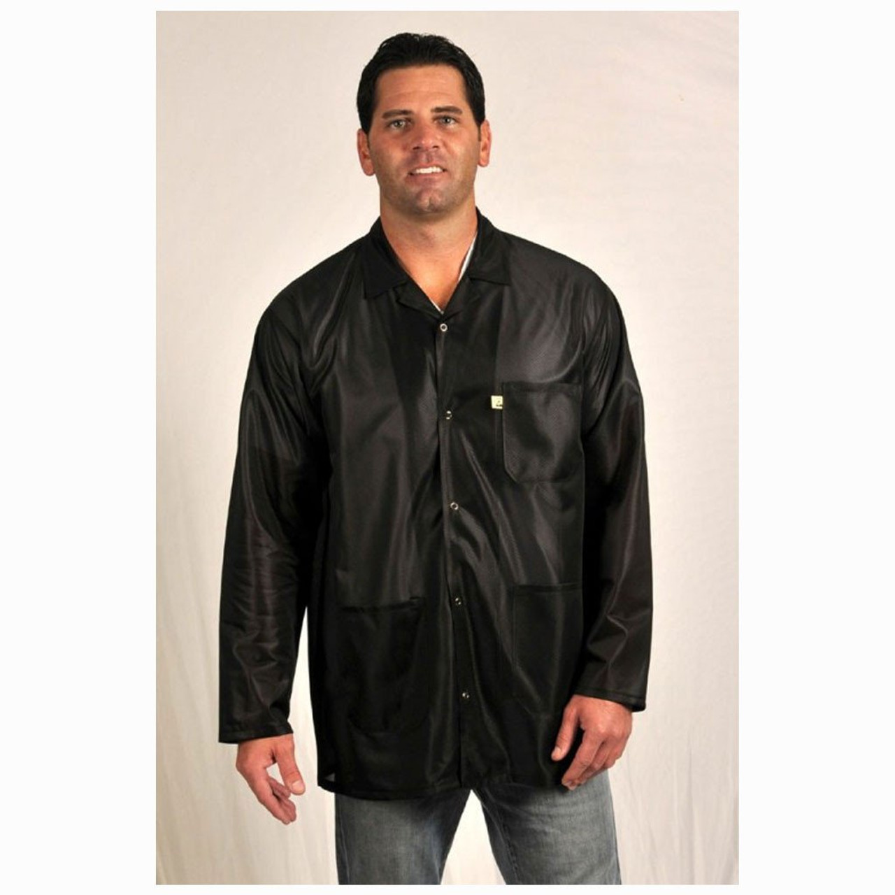 Tech Wear LOJ-93-L  |  Lapel Collar, OFX-100 Fabric, Hip-Length Jacket, Black, 3 Pockets, L