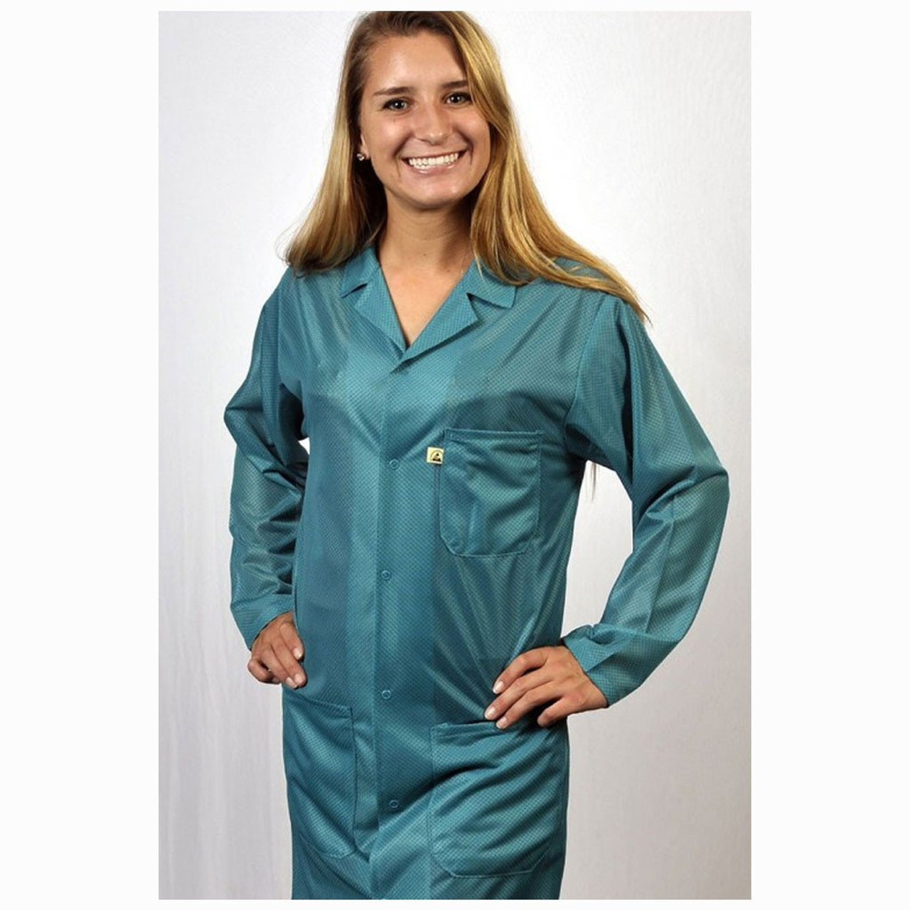 Tech Wear LOC-83Key-3XL  |  Lapel Collar, OFX-100 Fabric, Knee-Length Coat, Teal, 3 Pockets, 3XL, Grounding Key