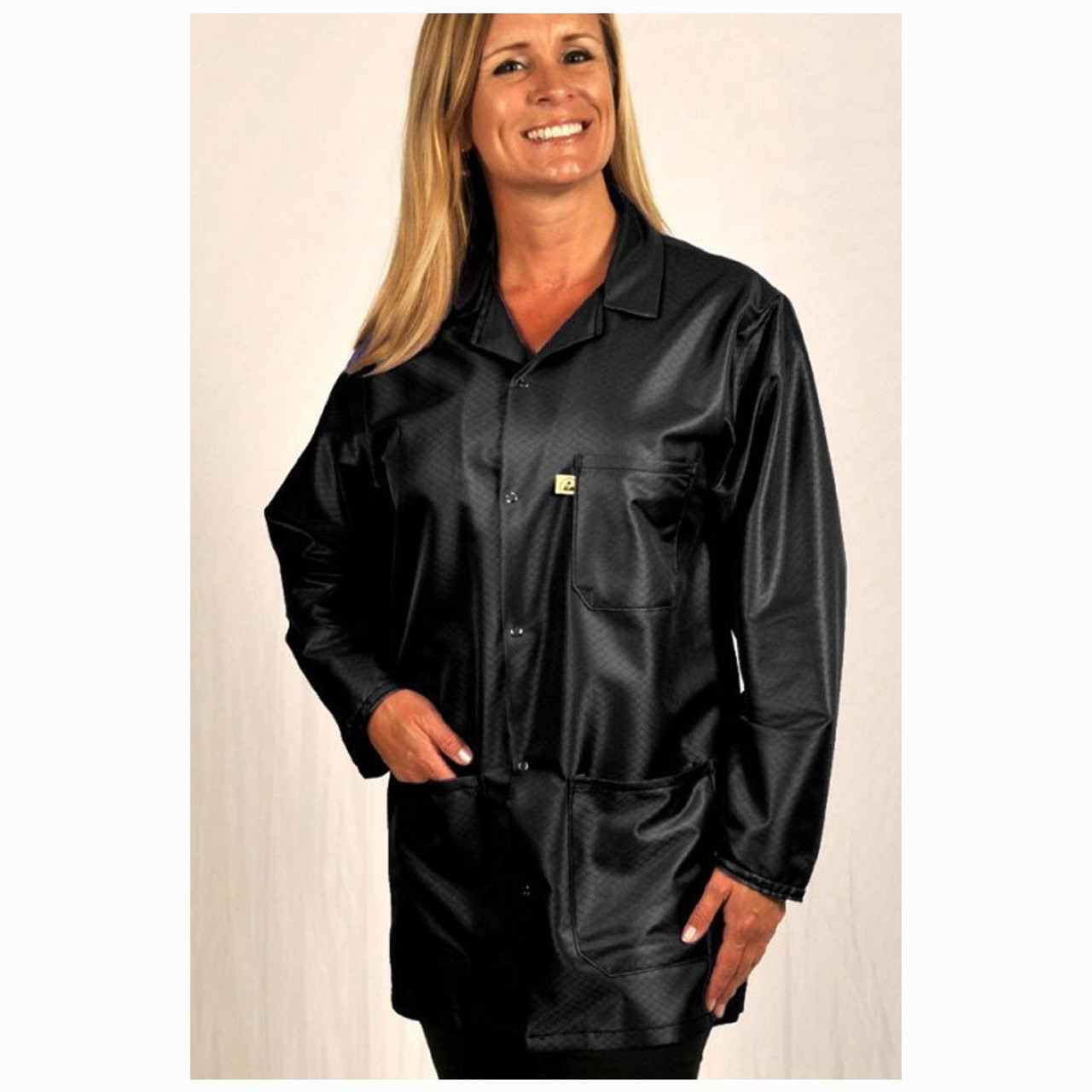 Tech Wear LEQ-93-M  |  Lapel Collar, ECX-500 Fabric, 3-Quarter Length, Black, 3 Pockets, M