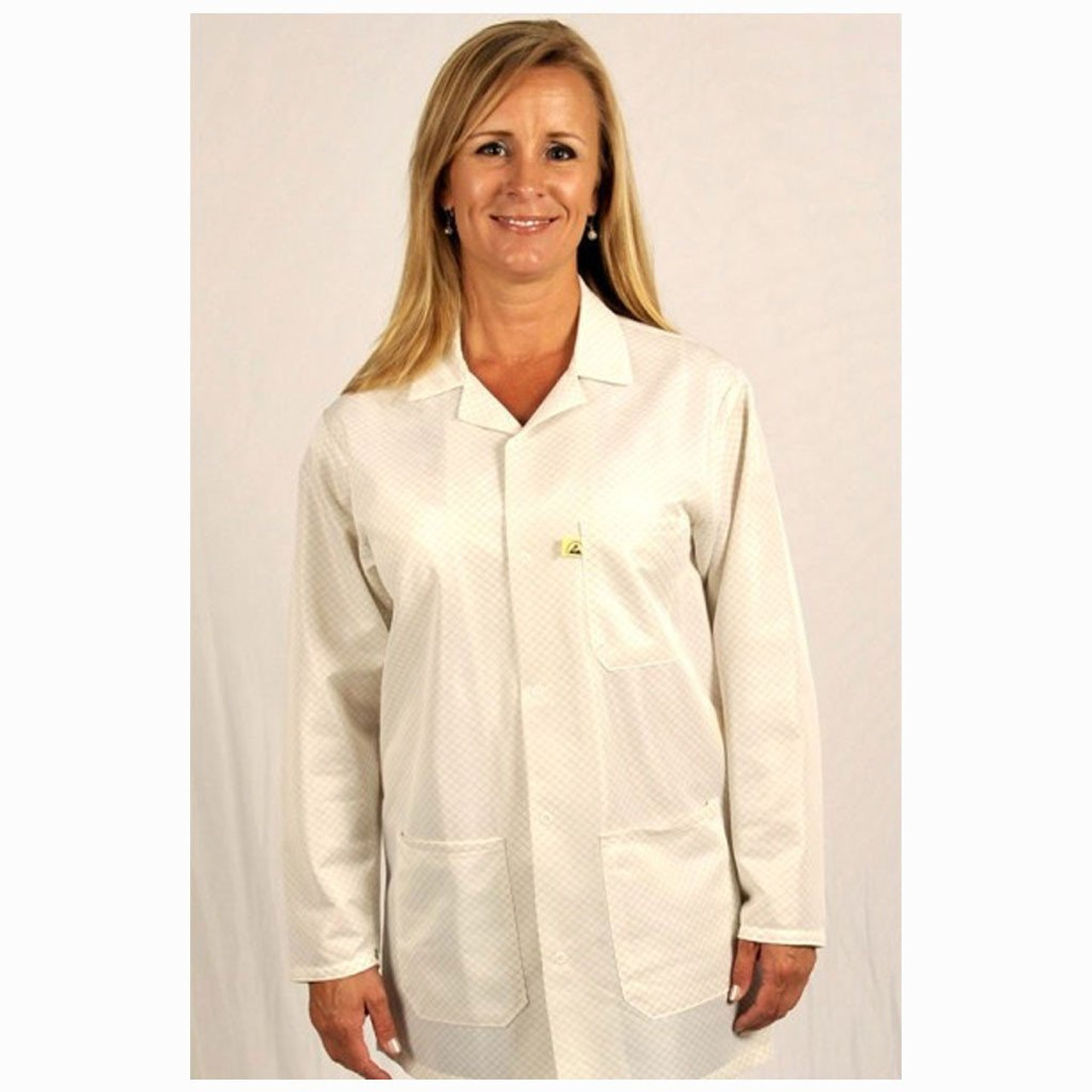 Tech Wear LEQ-13-L  |  Lapel Collar, ECX-500 Fabric, 3-Quarter Length, White, 3 Pockets, L