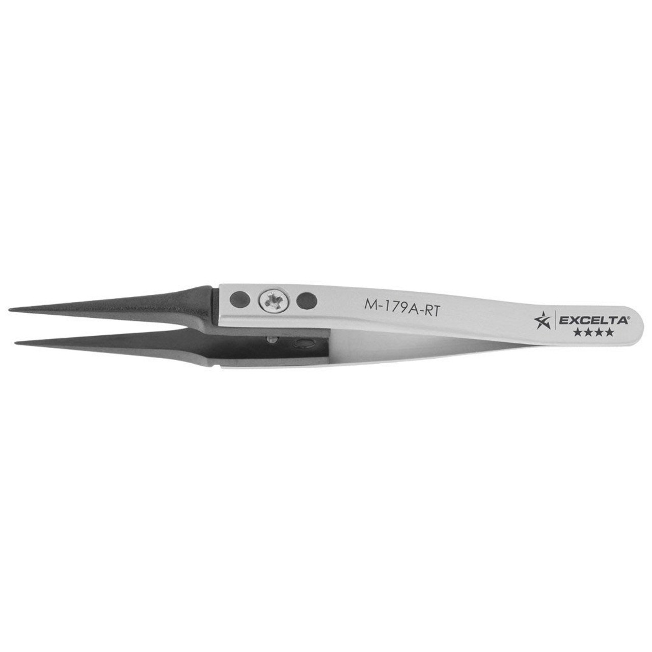 Excelta M-179A-RT  |  Tweezers - Replaceable Tip - Miniature - Straight - 4-Star - Copolymer Tips