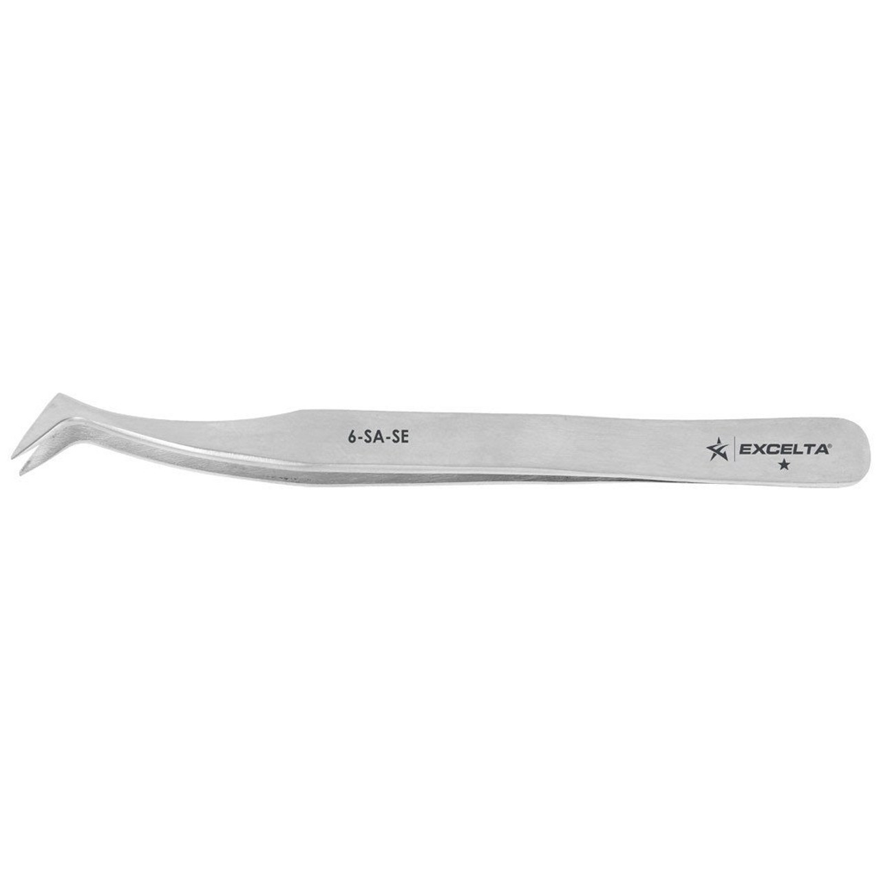 Excelta 6-SA-SE  |  Tweezers - Flat Sharp Point - Angulated - 1-Star - Anti-Mag. SS
