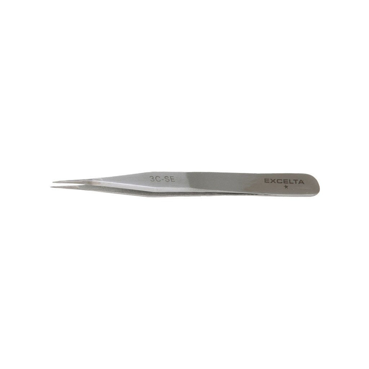 Excelta 3C-SE  |  Tweezers - Very Fine Point - Straight - 1-Star - Carbon Steel