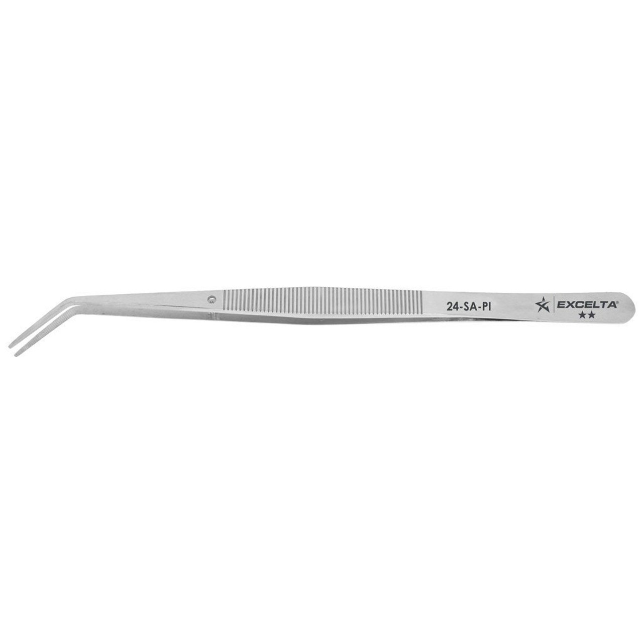 Excelta 24-SA-PI  |  Tweezers - Strong Point - Angulated - 2-Star - Anti-Mag. SS - Serrated Tips