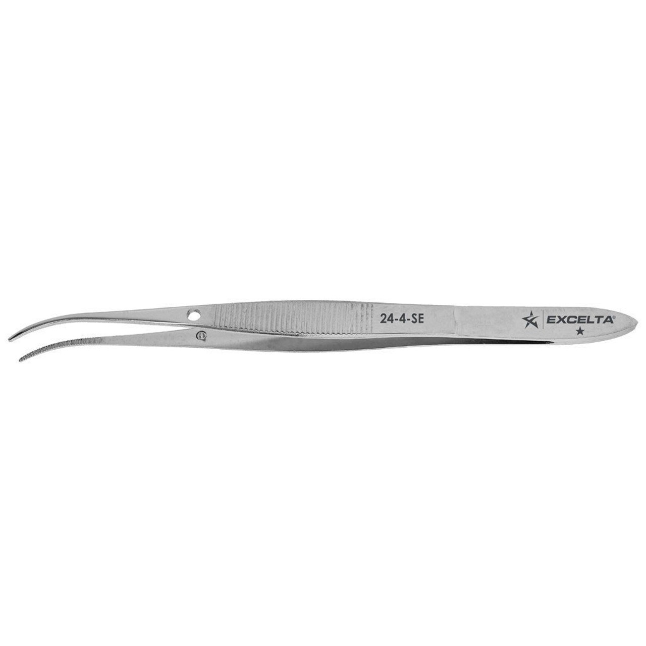 Excelta 24-4-SE  |  Forceps - Laboratory - Curved - 1-Star - SS - Serrated Tips/Grips