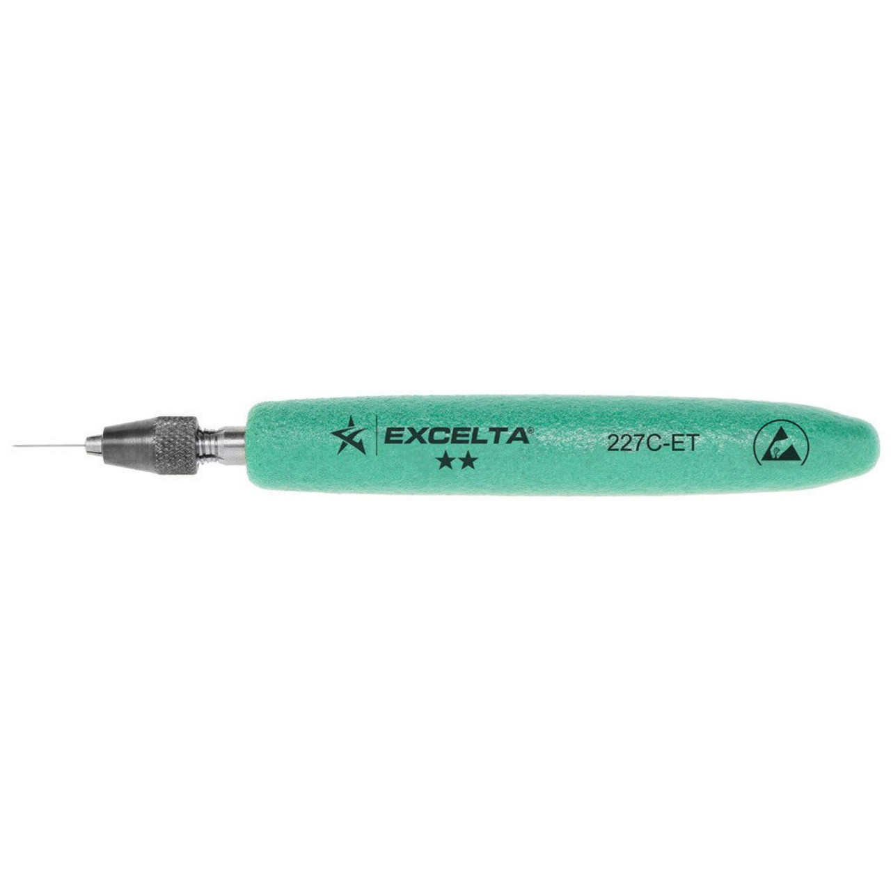 Excelta 227C-ET  |  Pin Vise - Straight - 2-Star - Brass - Ergo Handle - 0 - .015" (0 - .38mm)