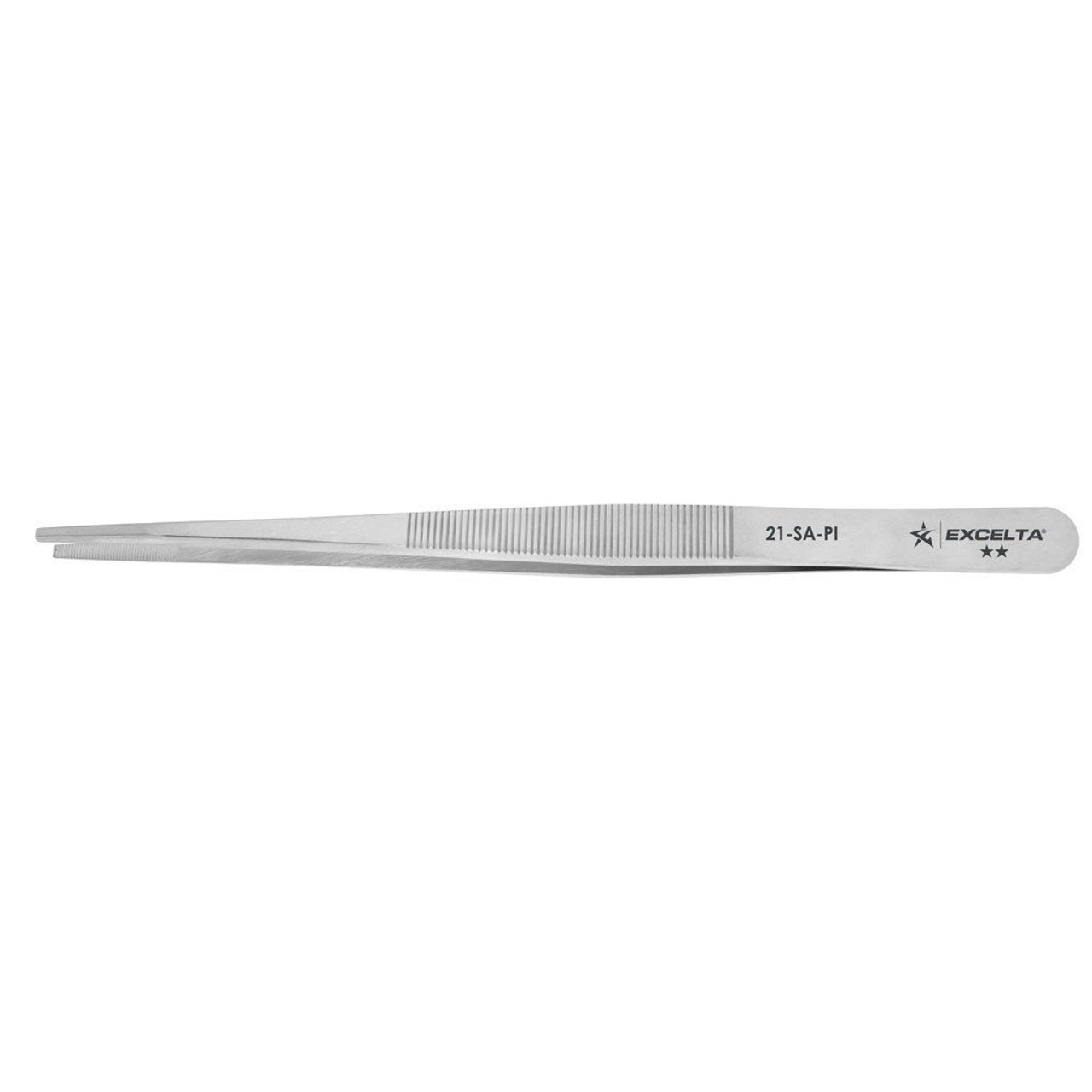 Excelta 21-SA-PI  |  Tweezers - Strong Point - Straight - 2-Star - Anti-Mag. SS - Serrated Tips