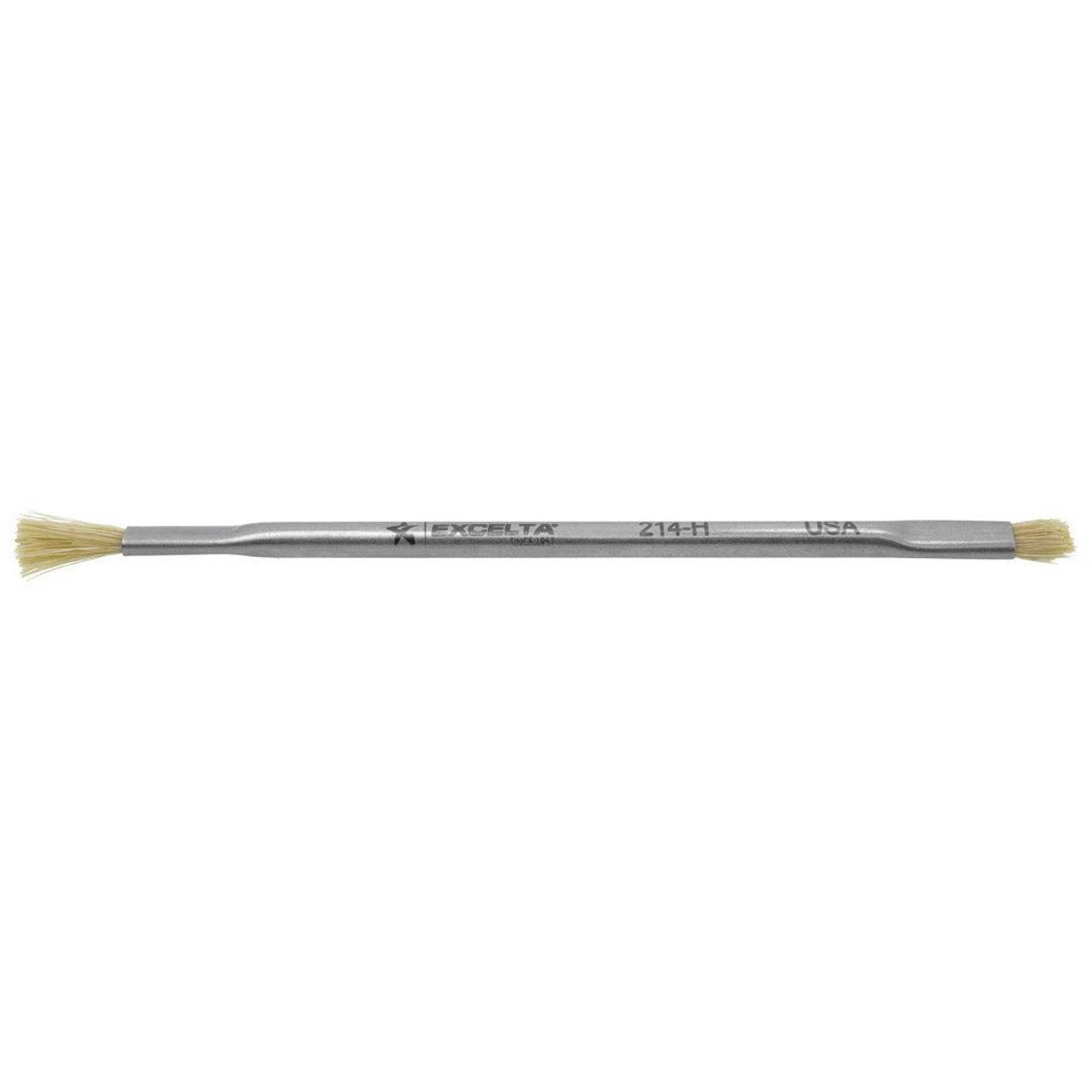 Excelta 214-H  |  Brushes - ESD Safe - Straight - 2-Star - SS Handle w/Horse Hair Bristles - Double End