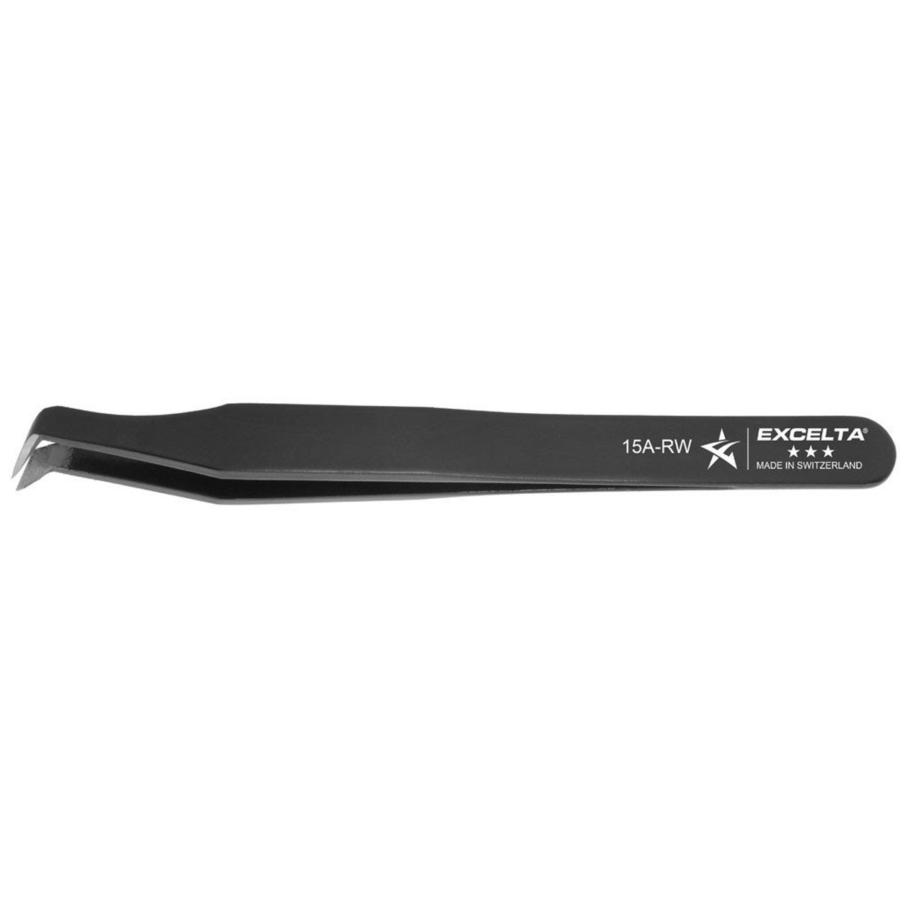 Excelta 15A-RW  |  Tweezers - Cutting - Angulated - 3-Star - Carbon Steel