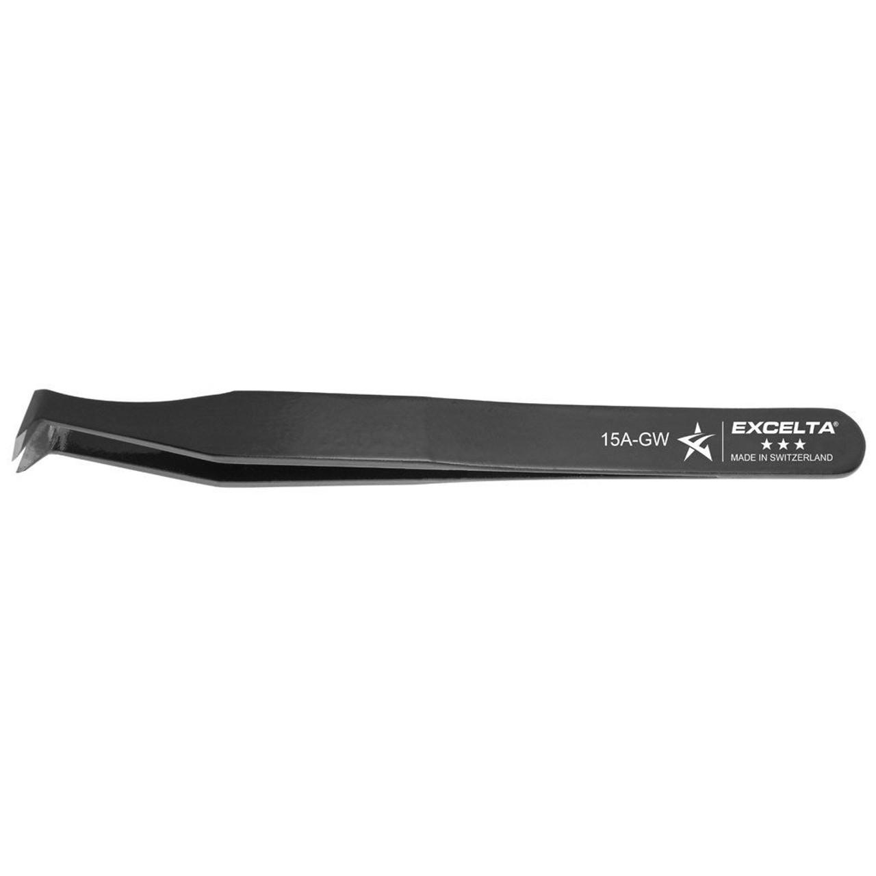 Excelta 15A-GW  |  Tweezers - Cutting - Angulated - 3-Star - Carbon Steel