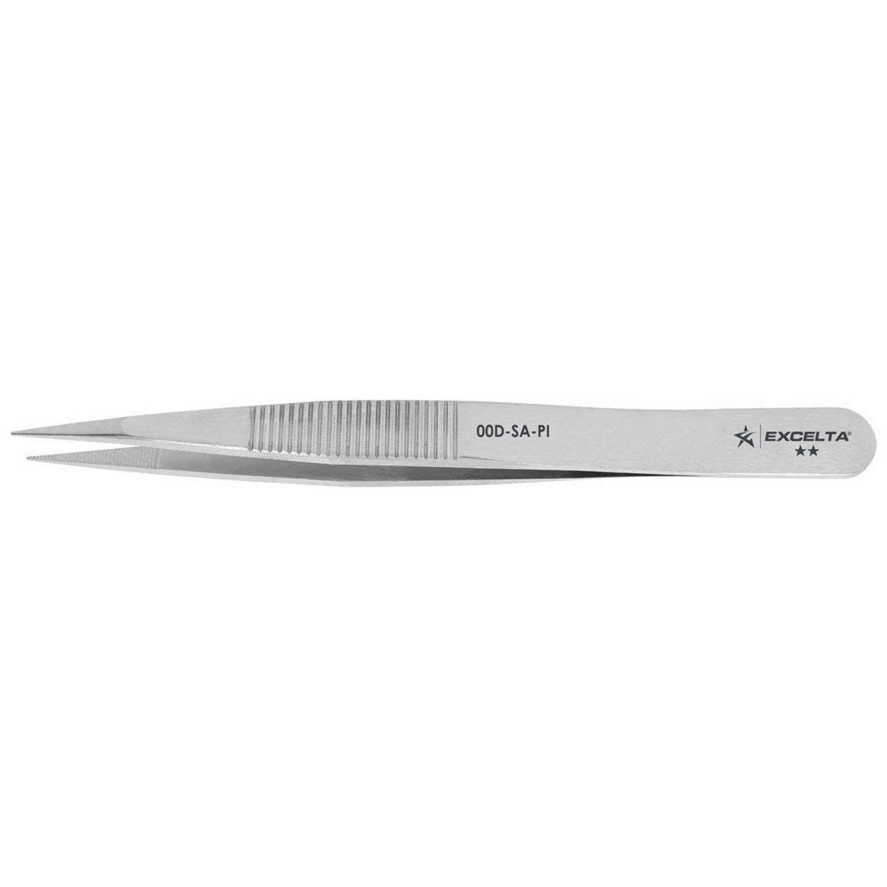 Excelta 00D-SA-PI  |  Tweezers - Strong Medium Point - Straight - 2-Star - Anti-Mag. SS - Serrated Tips