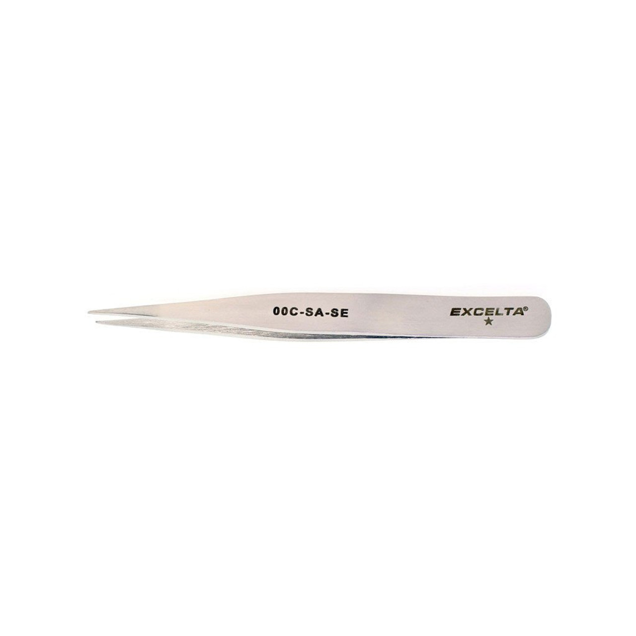 Excelta 00C-SA-SE  |  Tweezers - Strong Semi-Fine Point - Straight - 1-Star - Anti-Mag. SS
