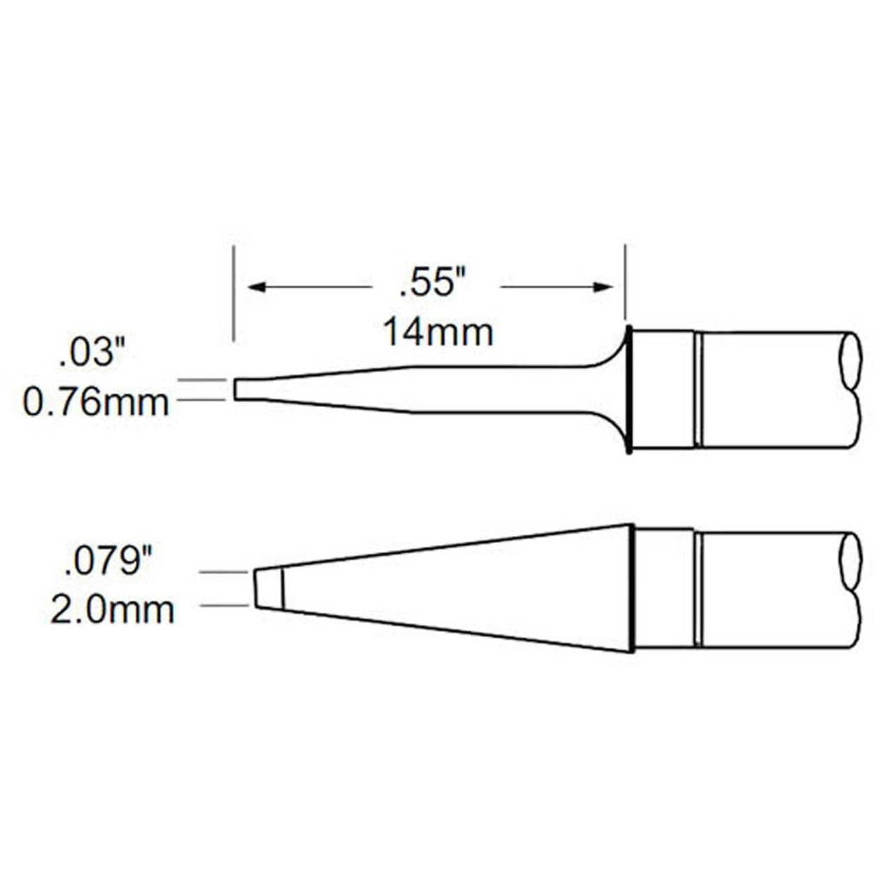 Metcal TCP-BLP2 | MFR Tweezer Tips, Blade, 2mm (0.079") for MFR-H4-TW Handpiece, 2/Pk, Heavy Thermal Load