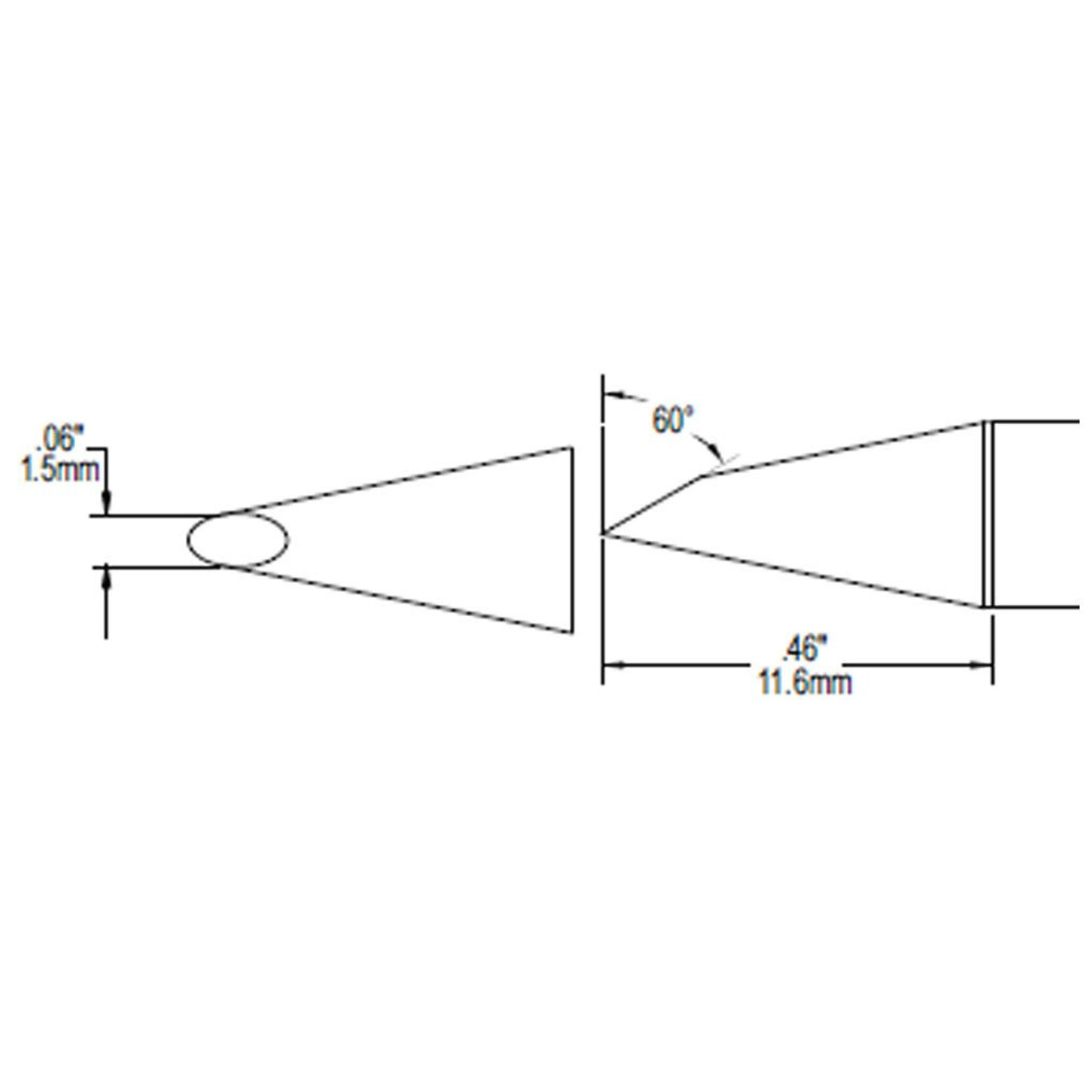 Metcal SFP-DRH615 | MFR Soldering Tip, Hoof, Drag, 1.5mm (0.059") for  MFR-H1-SC2 Handpiece, Standard Thermal Loads