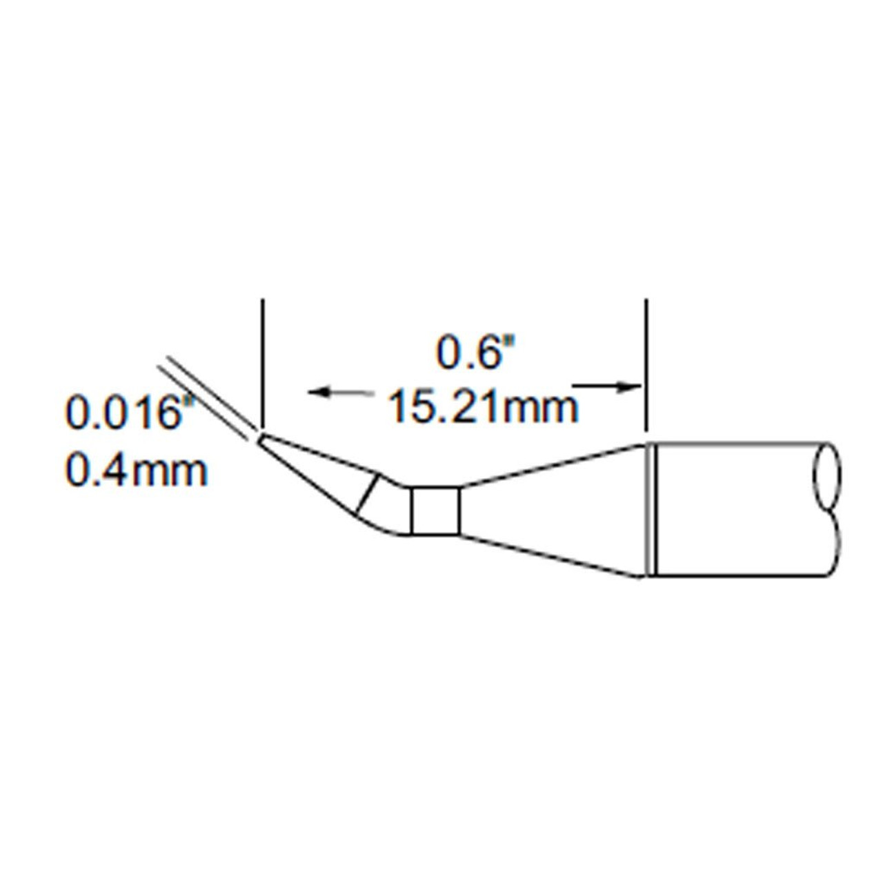 Metcal SFP-CNB04 | MFR Soldering Cartiridge, Conical, Bent, 0.4mm (0.016") for MFR-H1-SC2 Handpiece, Standard Thermal Loads