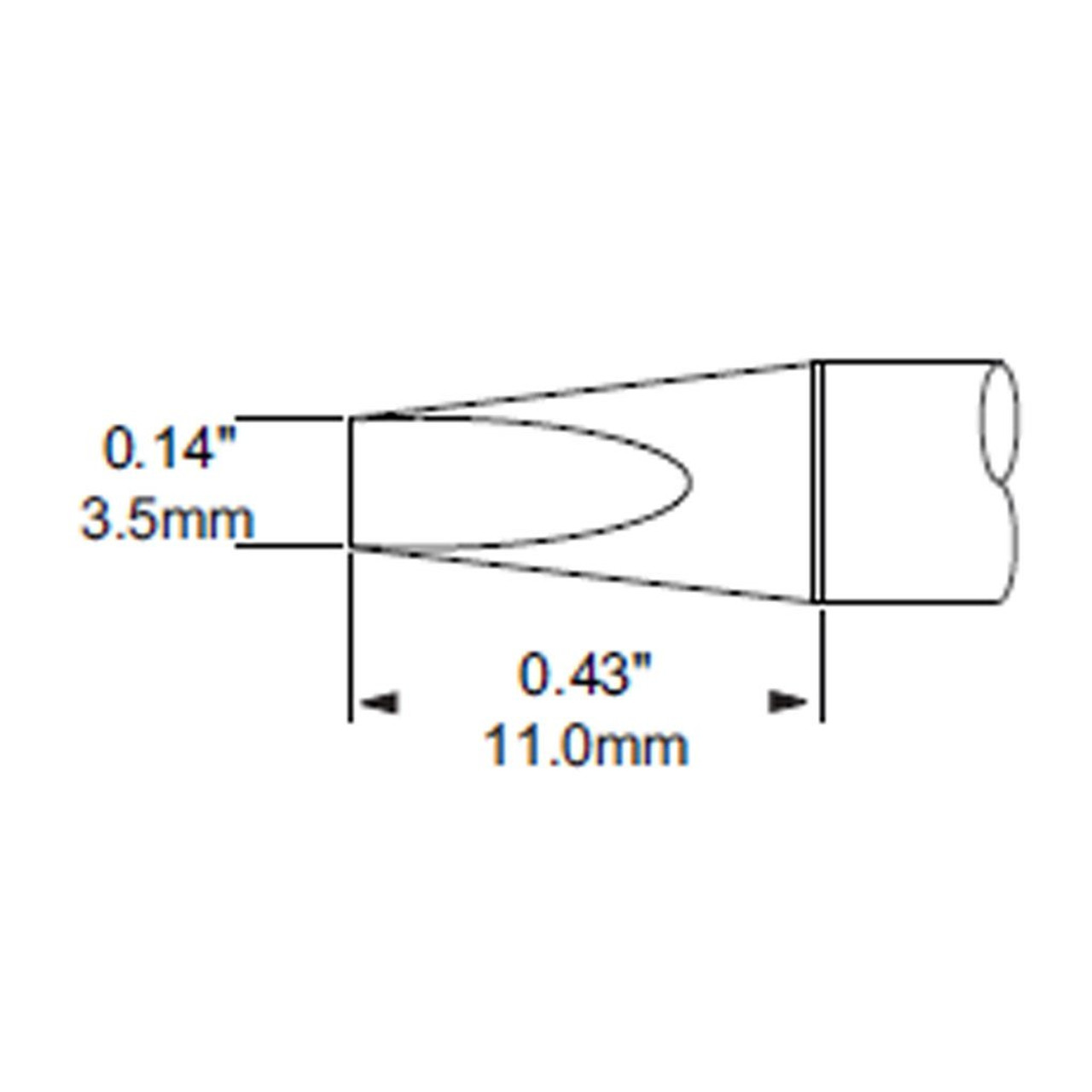 Metcal SFP-CH35 | MFR Soldering Tip, Chisel, 3.5mm (0.138") for  MFR-H1-SC2 Handpiece, Standard Thermal Loads