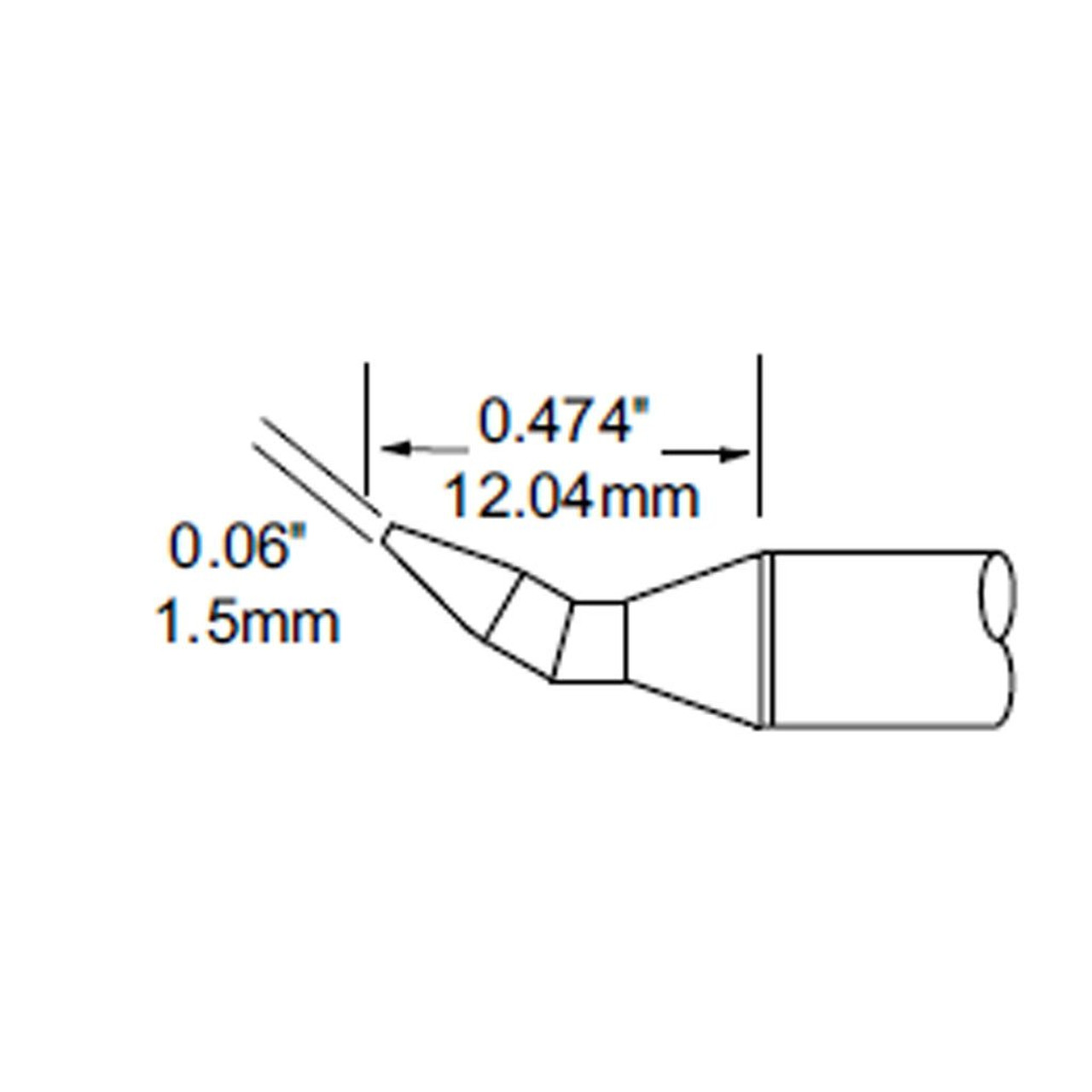 Metcal SCP-CHB15 | MFR Soldering Tip, Chisel, Bent, 1.5mm (0.059") for  MFR-H1-SC2 Handpiece, Heavy Thermal Loads