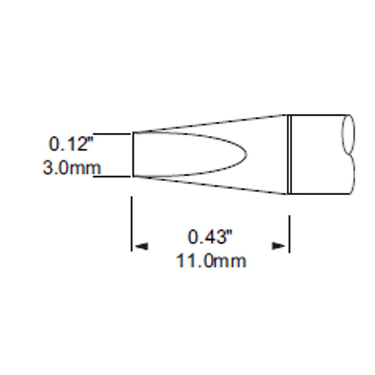 Metcal SCP-CH30 | MFR Soldering Tip, Chisel, 3mm (0.118"), 30 Deg for  MFR-H1-SC2 Handpiece, Heavy Thermal Loads