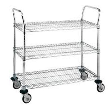 Metro MW208 MW Series Utility Cart with 3 Stainless Steel Solid Shelves, 24 x 36 x 39