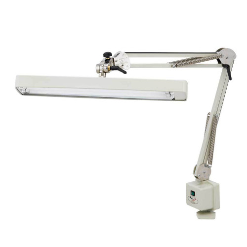 OC White 20700 |  Deluxe Draftsman Lamp - Longline - Shadow White - ESD-Safe - 43in - Table Edge Clamp - 120V - 30W - LED