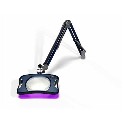OC White 81400-4-UV-SB  |  Green-Lite Rectangle UV LED Magnifier - 4 Diopter (2X) - Spectre Blue - ESD-Safe - 30in - Table Edge Clamp - 100-240V - 8W - LED