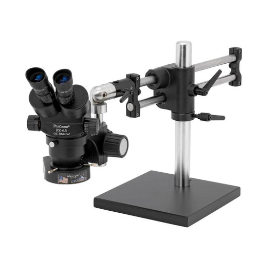 OC White TKPZ-LV2  |  ProZoom 6.5 Stereo-Zoom Microscope - Black - ESD-Safe - Ball Bearing Base - 100-240V - 8W - LED