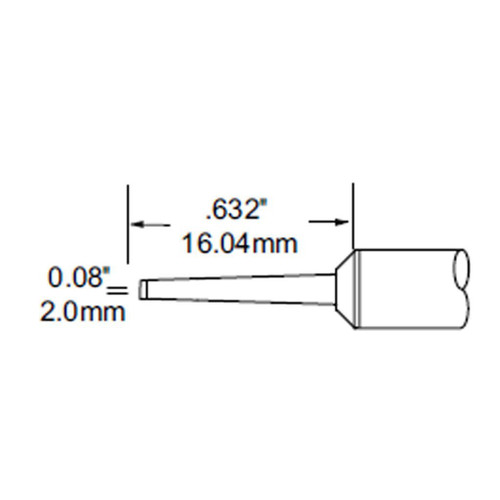 Metcal SFP-CHL20 | MFR Soldering Tip, Chisel, Long Reach,1.57mm(0.062"),60 Deg for  MFR-H1-SC2 Handpiece, Standard Thermal Loads