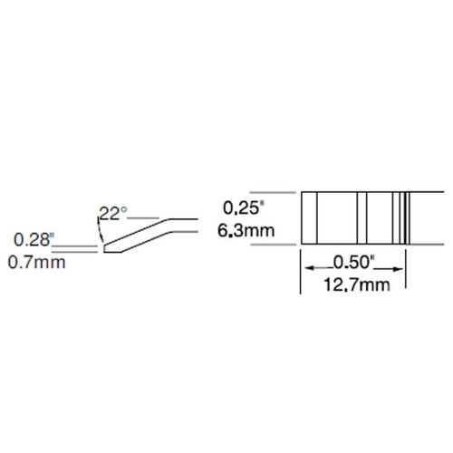 Metcal PTTC-704 | Solder Tweezer Tip, Blade, 6.35mm (0.25") for MX Irons & MX-PTZ Handpiece, 700 Series, 2/Pk