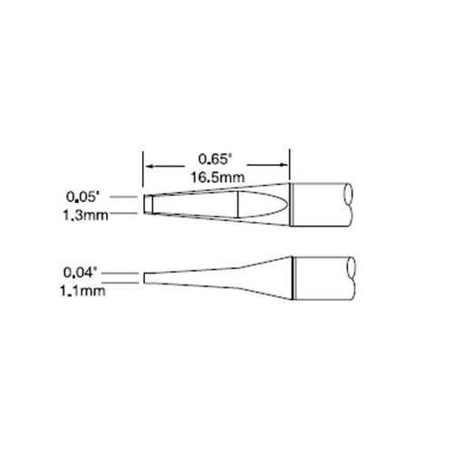 Metcal PTTC-702 | Solder Tweezer Tip, Blade, 1.27mm (0.05") for MX Irons & MX-PTZ Handpiece, 700 Series, 2/Pk